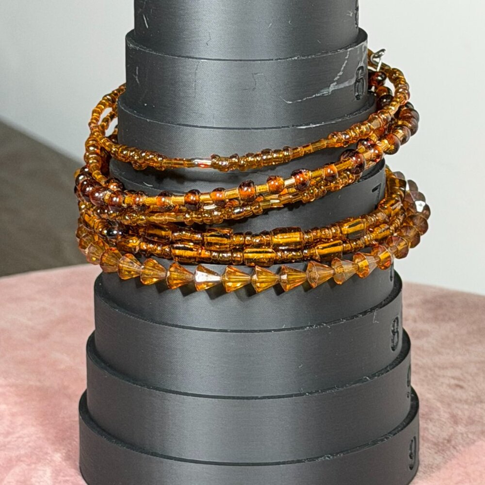 Beaded Memory Wire Wrap Bracelet Statement Jewelry - image 2